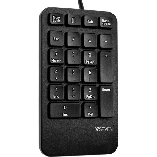 V7 Professional USB Keypad - Cable Connectivity - USB Interface - 21 Key Calculator Esc Hot Keys - Windows - Black KP400-1N