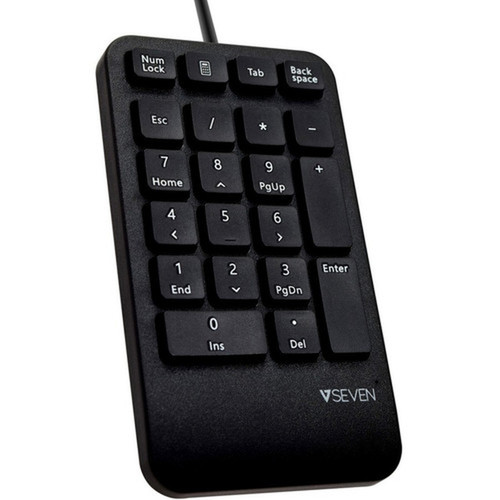 V7 Professional USB Keypad - Cable Connectivity - USB Interface - 21 Key Calculator Esc Hot Keys - Windows - Black KP400-1N