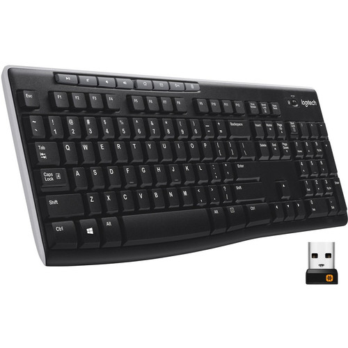Logitech K270 Keyboard - Wireless Connectivity - RF - 33 ft (10058.40 mm) - 2.40 GHz - USB Interface - Computer - PC - AAA Battery - (Fleet Network)