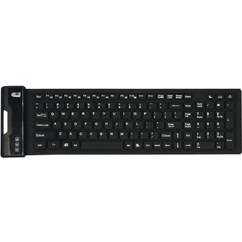 Adesso Antimicrobial Waterproof Flex Keyboard Compact Size - Cable Connectivity - USB Interface - 108 Key Home Page Email My My - AKB-222UB