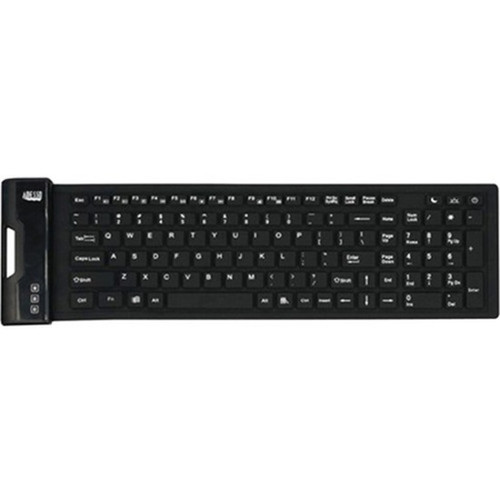 Adesso Antimicrobial Waterproof Flex Keyboard Compact Size - Cable Connectivity - USB Interface - 108 Key Home Page Email My My - AKB-222UB