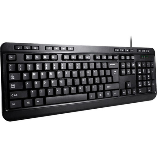 Adesso AKB-132 - Spill-Resistant Multimedia Desktop Keyboard PS2 - Cable Connectivity - PS2 Interface - 104 Key Media Player Up AKB-132PB