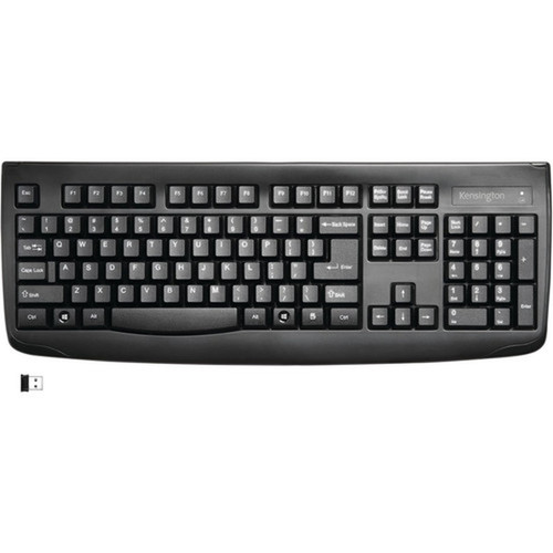 Kensington Pro Fit Wireless Keyboard - Black - Wireless Connectivity - RF - USB Interface - QWERTY Layout - Computer - Membrane - K72450USA