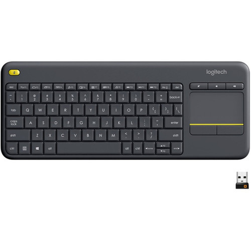 Logitech K400 Plus Touchpad Wireless Keyboard - Wireless Connectivity - USB Interface Mute Volume Up Volume Down Hot Keys - French 920-007119