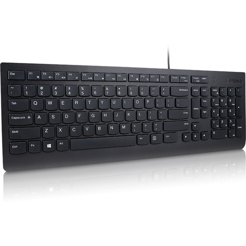Lenovo Essential Wired Keyboard (Black) - US English 103P - Cable Connectivity - USB Type A Interface - 104 Key Function Hot Key(s) - (Fleet Network)