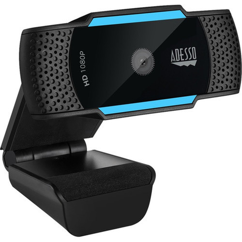 Adesso CyberTrack CyberTrack H5 Webcam - 21 Megapixel - 30 fps - Black Blue - USB 20 - 1920 x 1080 Video - CMOS Sensor - Auto-focus CyberTrack H5