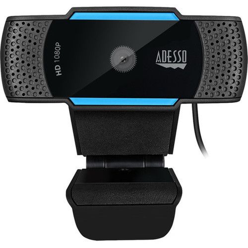 Adesso CyberTrack CyberTrack H5 Webcam - 21 Megapixel - 30 fps - Black Blue - USB 20 - 1920 x 1080 Video - CMOS Sensor - Auto-focus CyberTrack H5