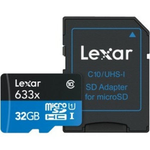 Lexar High Performance 32 GB Class 10UHS-I U1 microSDHC - 95 MBs Read - 633x Memory Speed - Lifetime Warranty LSDMI32GBBNL633A
