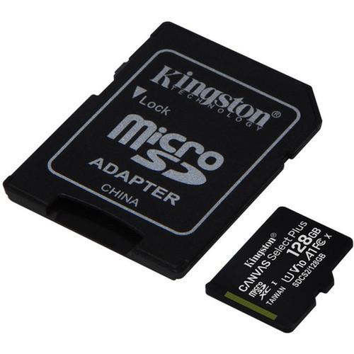 Kingston Canvas Select Plus 128 GB Class 10UHS-I U1 microSDXC - 1 Pack - 100 MBs Read SDCS2128GB