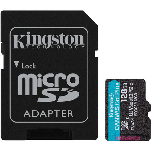 Kingston Canvas Go Plus 128 GB Class 10UHS-I U3 microSDXC - 170 MBs Read - 90 MBs Write - Lifetime Warranty SDCG3128GB