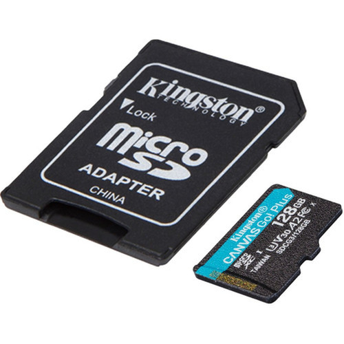 Kingston Canvas Go Plus 128 GB Class 10UHS-I U3 microSDXC - 170 MBs Read - 90 MBs Write - Lifetime Warranty SDCG3128GB