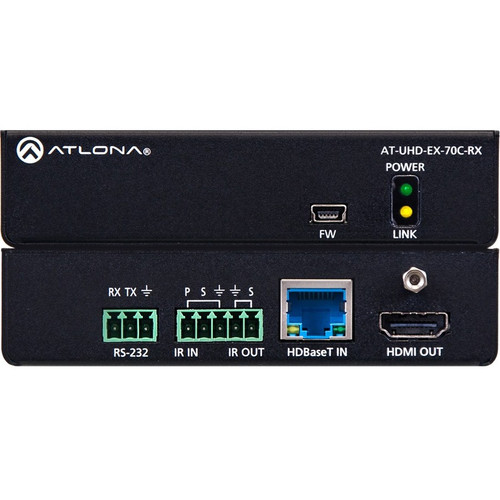 Atlona 4K/UHD HDMI Over HDBaseT Receiver with Control and PoE - 1 Output Device - 229.66 ft (70000 mm) Range - 1 x Network (RJ-45) - 1 (Fleet Network)