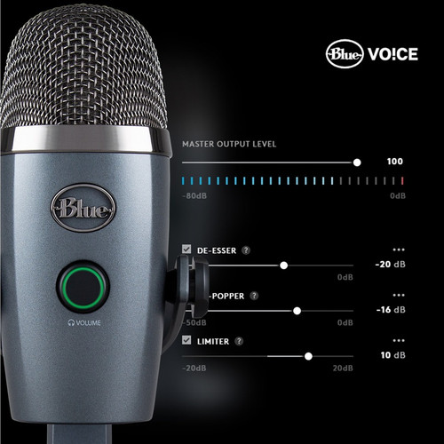 Blue 988-000088 Yeti Nano Wired Condenser Microphone - 20 Hz to 20 kHz - Cardioid - Omni-directional - Desktop - Stand Mountable - USB