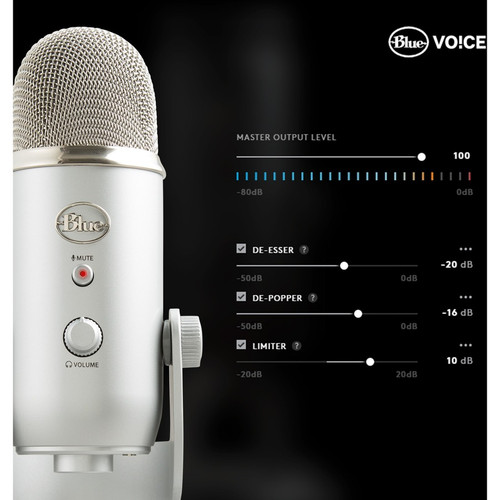 Blue 988-000103 Yeti Wired Condenser Microphone - Stereo - 20 Hz to 20 kHz - Cardioid - Bi-directional - Omni-directional - USB Desktop Stand