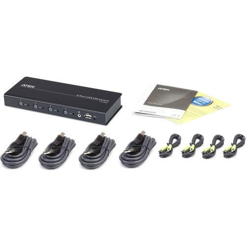 ATEN 4-port USB Boundless KM Switch - 4 Computer(s) - 1 Local User(s) - 1 x Network (RJ-45) - 8 x USB - Rack-mountable (Fleet Network)