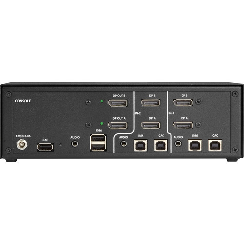 Black Box SS2P-DH-DP-UCAC KVM Switchbox with CAC - 2-Computer Desktop Switch - 4K UHD - 4 USB - 6 DisplayPort