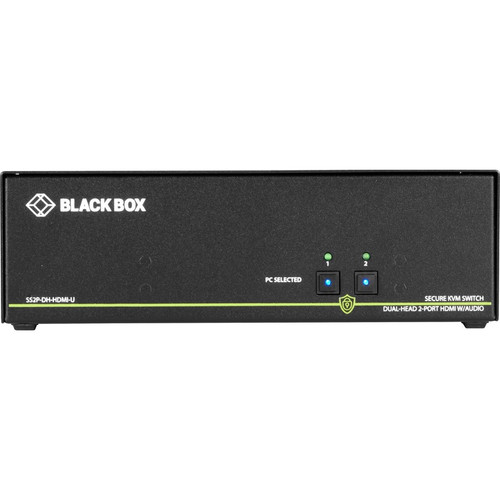 Black Box NIAP 3.0 Secure 2-Port Dual-Head HDMI KVM Switch - 2 Computer(s) - 1 Local User(s) - 3840 x 2160 - 5 x USB - 6 x HDMI - - (Fleet Network)