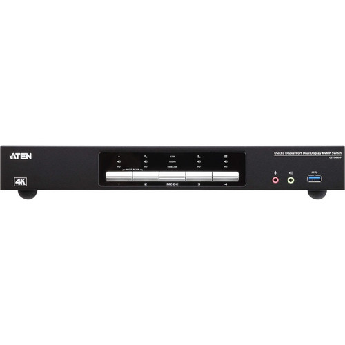 ATEN 4-Port USB 3.0 4K DisplayPort Dual Display KVMP Switch - 4 Computer(s) - 1 Local User(s) - 4096 x 2160 - 1 x Network (RJ-45) - 8 (Fleet Network)
