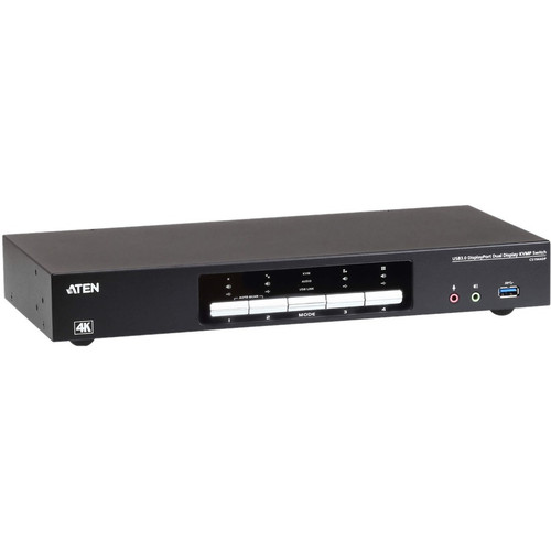 ATEN 4-Port USB 3.0 4K DisplayPort Dual Display KVMP Switch - 4 Computer(s) - 1 Local User(s) - 4096 x 2160 - 1 x Network (RJ-45) - 8 (Fleet Network)