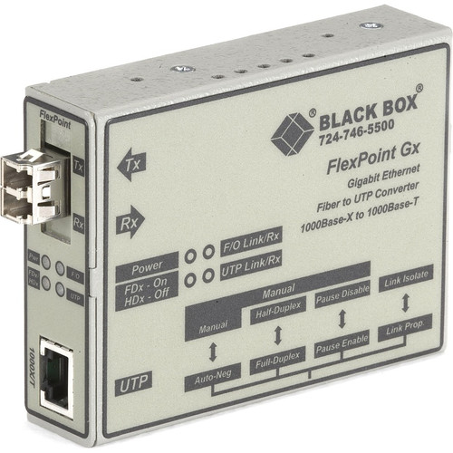 Black Box FlexPoint Modular Media Converter Gigabit Ethernet Multimode 850nm 220m LC - New - 1 x Network (RJ-45) - 1 x LC Ports - Port (LMC1012A) LMC1012A Transceivers & Media Converters physical Black Box Fleet Network Canada