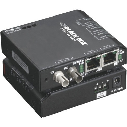 Black Box LBH100 Transceiver/Media Converter - 2 x Network (RJ-45) - 1 x LC Ports - DuplexLC Port - Single-mode - Fast Ethernet - - (Fleet Network)