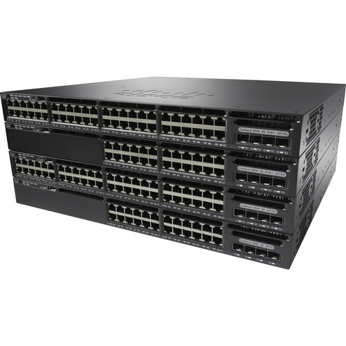 Cisco Catalyst 3650-48F Layer 3 Switch - 48 Ports - Manageable - 10/100/1000Base-T - Refurbished - 4 Layer Supported - 4 SFP Slots - - (Fleet Network)