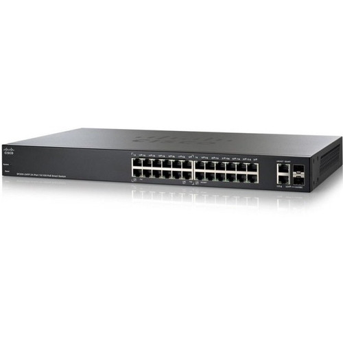 Cisco SF200-24 Smart Switch - 26 Ports - Manageable - Gigabit Ethernet, Fast Ethernet - 10/100/1000Base-T, 10/100Base-TX, 1000Base-X - (Fleet Network)