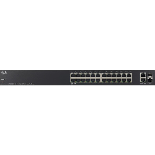 Cisco SF220-24P 24-Port 10/100 PoE Smart Plus Switch - 24 Ports - Manageable - 10/100Base-TX, 10/100/1000Base-T, 1000Base-X - - 2 - 2 (Fleet Network)