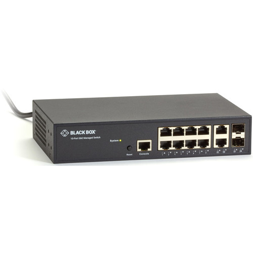 Black Box Gigabit Managed Ethernet Switch - 10-Ports - 8 Ports - Manageable - Gigabit Ethernet - 1000Base-X - TAA Compliant - 3 Layer (Fleet Network)