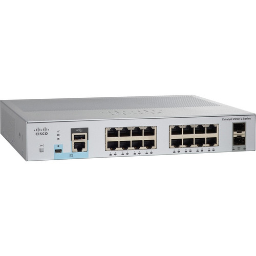 Cisco Catalyst WS-C2960L-16TS-LL Ethernet Switch - 16 Ports - Manageable - Gigabit Ethernet - 1000Base-X, 10/100/1000Base-TX - - 4 - - (Fleet Network)