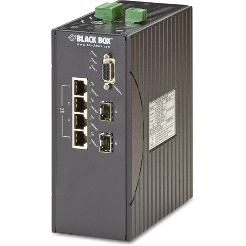 Black Box Ethernet Switch - 4 Ports - Manageable - TAA Compliant - 2 Layer Supported - Modular - 2 SFP Slots - Twisted Pair, Optical - (Fleet Network)