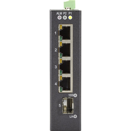 Black Box LIG401A Industrial Gigabit Ethernet Switch - 4 RJ-45 + 1 SFP Ports - Unmanaged - DIN Rail/Wall Mount - Extreme Temperature