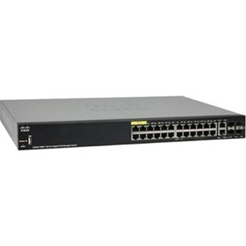 Cisco SG350-28MP 28-Port Gigabit PoE Managed Switch - 26 Ports - Manageable - Gigabit Ethernet - 10/100/1000Base-TX, 1000Base-X - - 3 (Fleet Network)