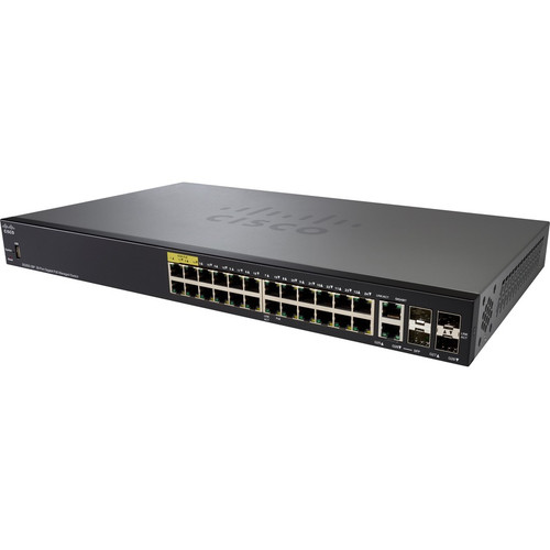Cisco SG350-28P 28-Port Gigabit PoE Managed Switch - 26 Ports - Manageable - Gigabit Ethernet - 10/100/1000Base-TX, 1000Base-X - - 3 - (Fleet Network)