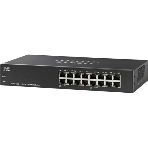 Cisco SG110-16HP Ethernet Switch - 16 Ports - 10/100/1000Base-T - Refurbished - 2 Layer Supported - Twisted Pair - Wall Mountable, (Fleet Network)
