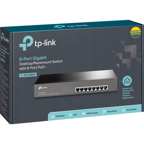 TP-LINK TL-SG1008MP 8-Port Gigabit PoE+ Switch - 126W Budget - Desktop/Rackmount - Layer 2