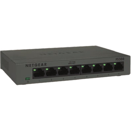 Netgear GS308 8 Port Gigabit Ethernet Switch Desktop Wall Mountable 2 Layer Supported Twisted Pair 300PAS Ports GS308-300PAS