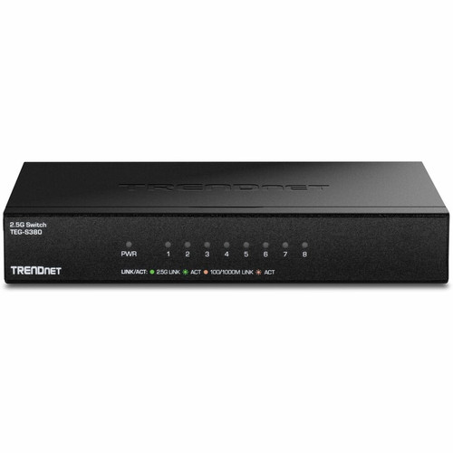 TRENDnet 8-Port Unmanaged 2.5G Switch, 8 x 2.5GBASE-T Ports, 40Gbps Switching Capacity, Backwards Compatible with 10-100-1000Mbps Wall (Fleet Network)