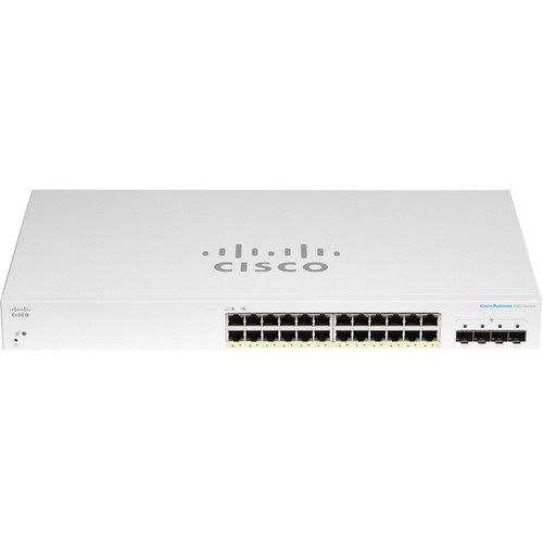 Cisco CBS220-24P-4X-NA 24-Port Gigabit PoE+ Managed Switch - 195W PoE Budget - 4 SFP+ Uplinks - Layer 2 - Rack-Mountable