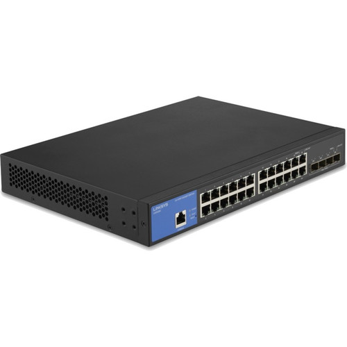 Linksys 24-Port Managed Gigabit Switch - 24 Ports - Manageable - TAA Compliant - 3 Layer Supported - Modular - 23.95 W Power - Optical (Fleet Network)