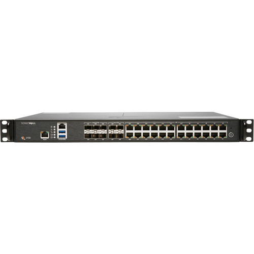 SonicWall NSA 3700 High Availability Firewall - 24 Port - 10/100/1000Base-T, 10GBase-X - 10 Gigabit Ethernet - DES, 3DES, MD5, SHA-1, (Fleet Network)