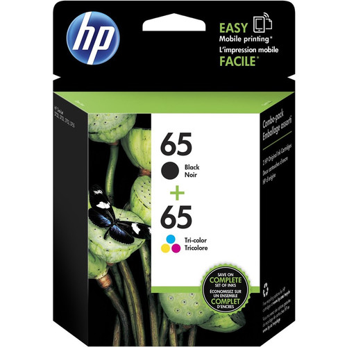 HP 65 Original Ink Cartridge - Pigment Black, Tri-color - Inkjet - Standard Yield - 120 Pages Black, 100 Pages Tri-color - 2 / Pack (Fleet Network)