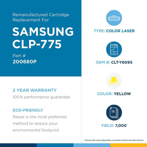 Compatible Clover Technologies Yellow Toner Cartridge Alternative For Samsung Laser 1 Pack 7000 Pages 200680P