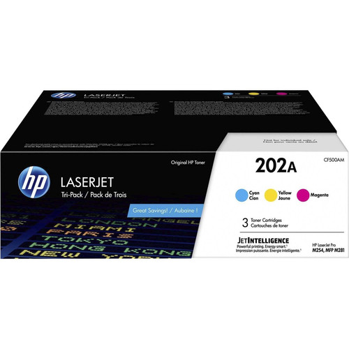 HP 202A (CF500AM) Toner Cartridge - Cyan, Magenta, Yellow - Laser - 1300 Pages Cyan, 1300 Pages Magenta, 1300 Pages Yellow - 3 / (CF500AM) CF500AM Toner Cartridges physical HP Fleet Network Canada