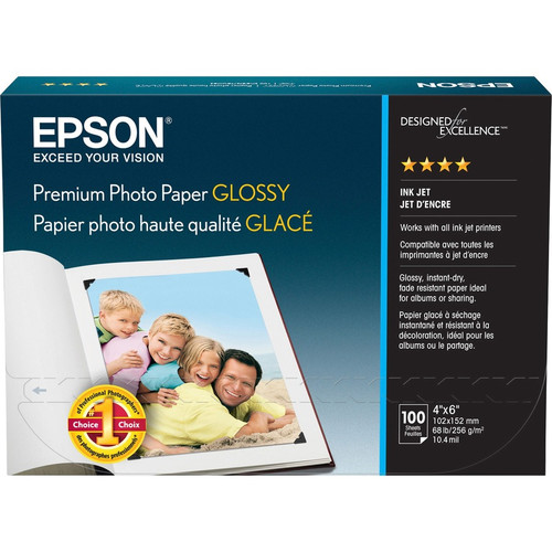 Epson Premium Inkjet Photo Paper - White - 92 Brightness - 97% Opacity - 4" x 6" - 68 lb Basis Weight - High Gloss - 100 / Pack (S041727) S041727 Unpublished physical Epson Fleet Network Canada