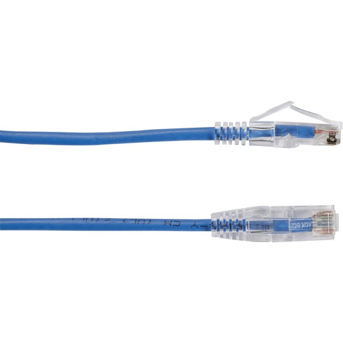 Black Box C6APC28-BL-15 Slim-Net Cat6a UTP Patch Cable - 15 ft Blue - RJ-45 Male to Male - 10 Gbit/s - Snagless Boot
