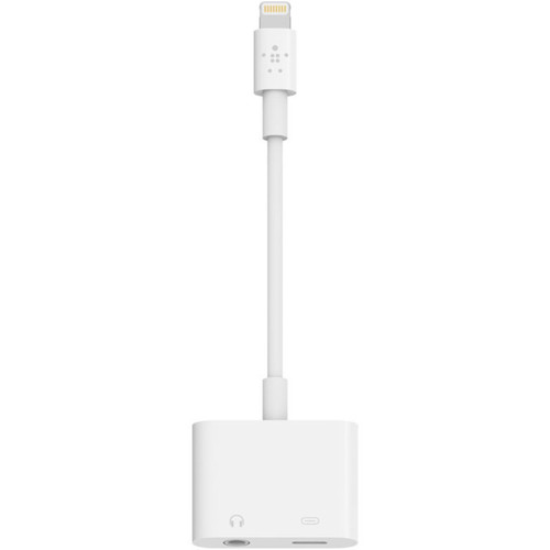 Belkin 3.5 mm Audio + Charge for iPhone and iPad Lightning Adapter - Lightning/Mini-phone Audio/Power/Data Transfer Cable for Speaker, (F8J212BTWHT)