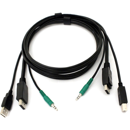 Black Box DisplayPort KVM Cable - USB A-B, 3.5mm Audio, 6-ft. (1.8-m) - 6 ft DisplayPort/Mini-phone/USB Audio/Video/Data Transfer for (Fleet Network)