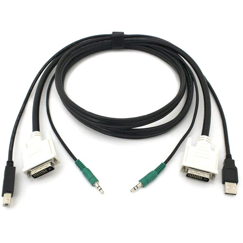 Black Box DVI KVM Cable - USB A-B, 3.5mm Audio, 10-ft. (3.0-m) - 10 ft (3.05 m) KVM Cable for KVM Switch - First End: 1 x 25-pin DVI-D (SKVMCBL-DVI-10)