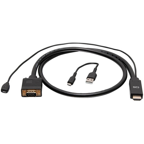 C2G 3ft HDMI to VGA Adapter Cable - Active HDMI to VGA Cable - 3 ft HDMI/Micro-USB/VGA Video/Power Cable for Video Device, Desktop - 1 (Fleet Network)